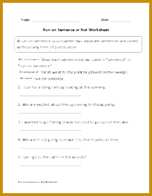 Run on Sentence or Not Worksheet Part 1 Beginner 283219