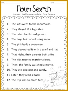 Snow Kids Noun Search Freebie 292219