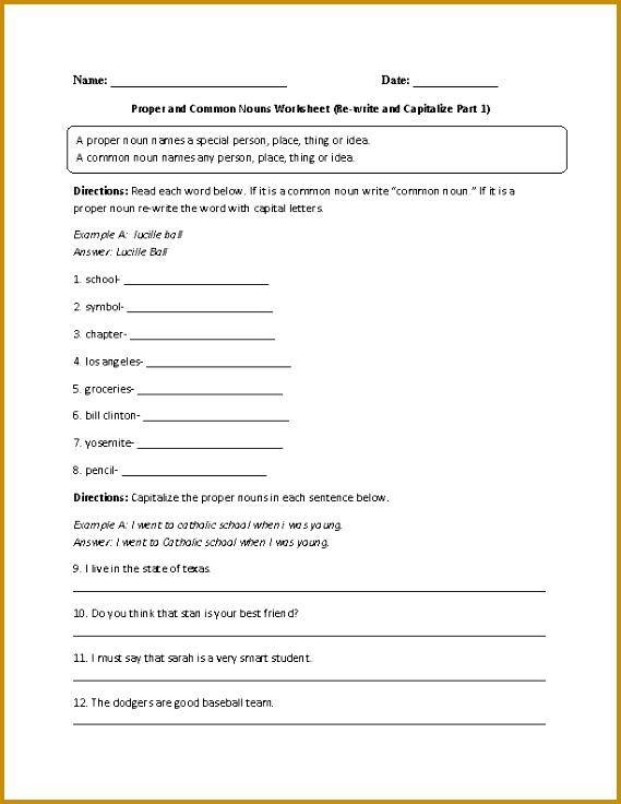 Learning Proper and mon Nouns Worksheet 736569