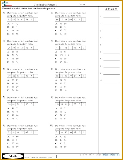 Pattern Worksheets 3Rd Grade Free Worksheets for all Download and Worksheets 533411