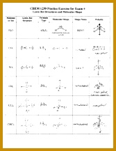 lewis dot structure key CHEM 1230 Practice Exercise for Exam 4 twjKs lewis dot structure key CHEM 1230 Practice Exercise for Exam 4 Lewis Dot Structures and Molecular Shape Molecule Lewis Dot Formula i ABZEZ 217167