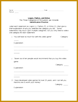 Persuasion Logos Pathos and Ethos Identification Practice Sheet 325251