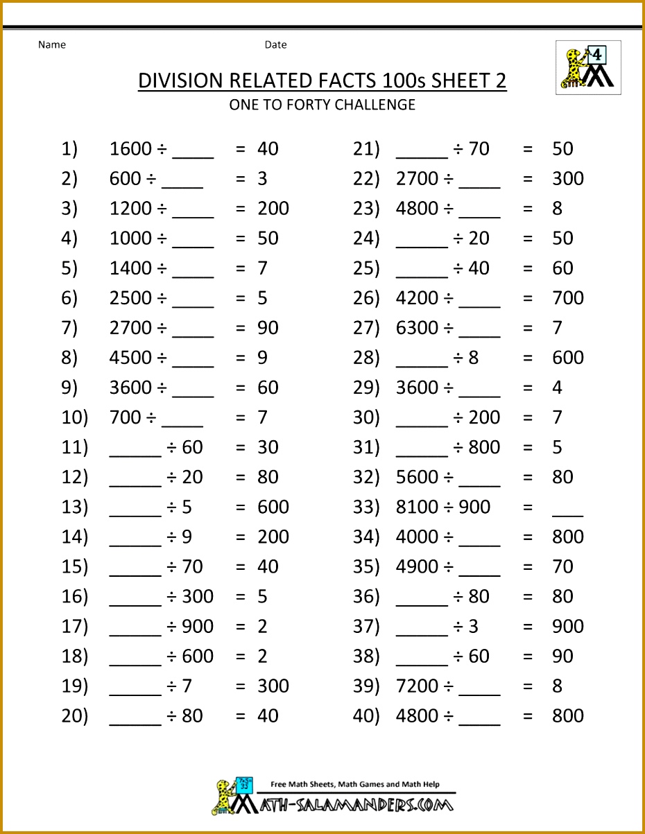 Printable Worksheets For 4th Grade Math Free Printable Math Worksheets 4th Grade 1203930