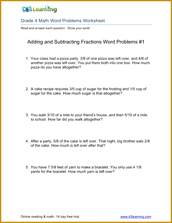 Fourth Grade Math Word Problems Worksheets Worksheets for all Download and Worksheets 725561