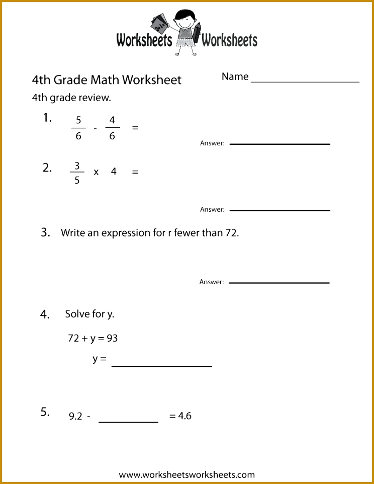 Fourth Grade Math Worksheets Printable Free Worksheets for all Download and Worksheets 962744