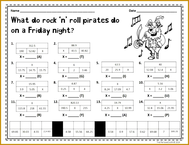 Talk Like a Pirate Day Math Freebie from The Pensive Sloth 4th 5th 557724