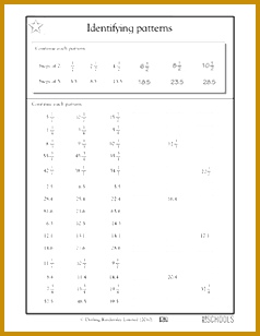 4th grade Math Worksheets Identifying number patterns fractions and decimals 308238