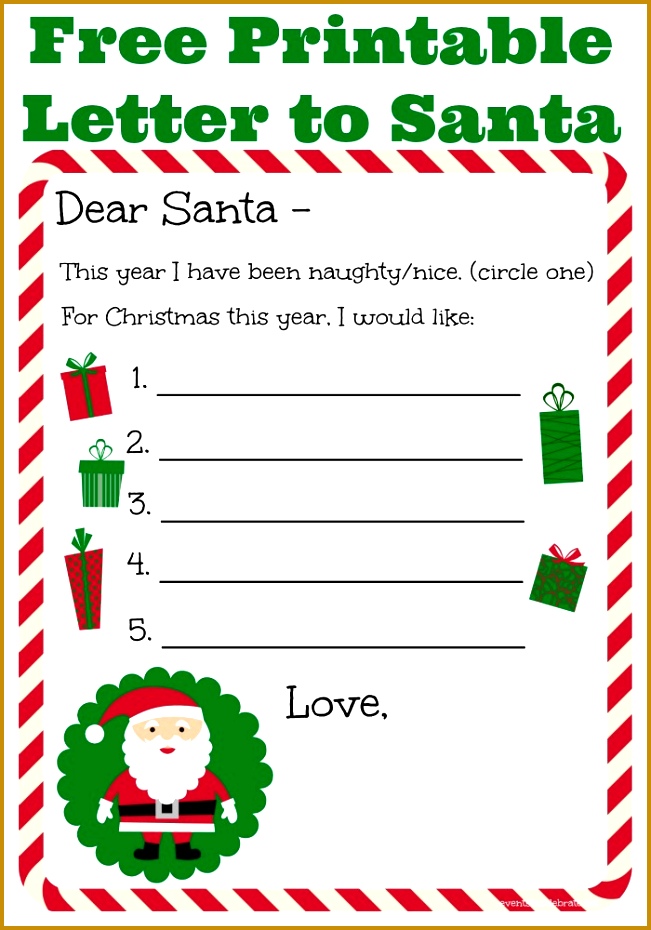 Letter to Santa FREE printable by Events To Celebrate 930651