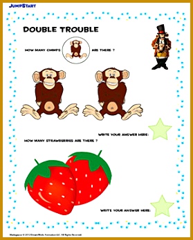Give your preschoolers a head start in counting by introducing them to JumpStart s Double Trouble a free and printable counting worksheet 348279