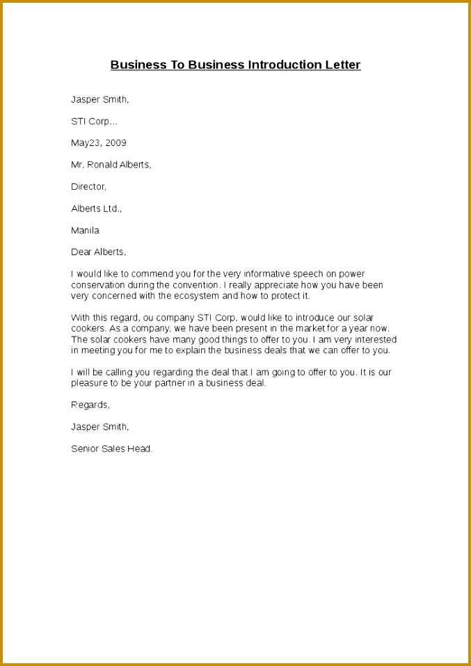Business Introduction Letter Free Template 677958