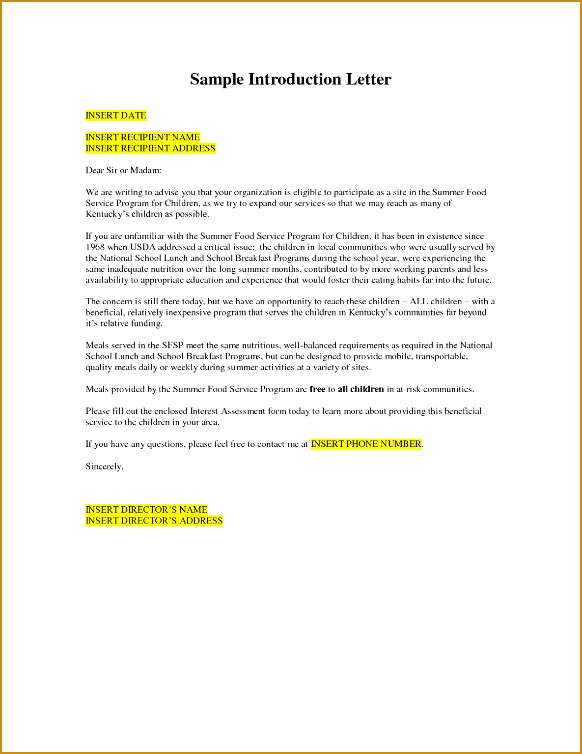Fabulous Free Sample Business Introduction Letter Template for Business Introduction Letter Template 11851534