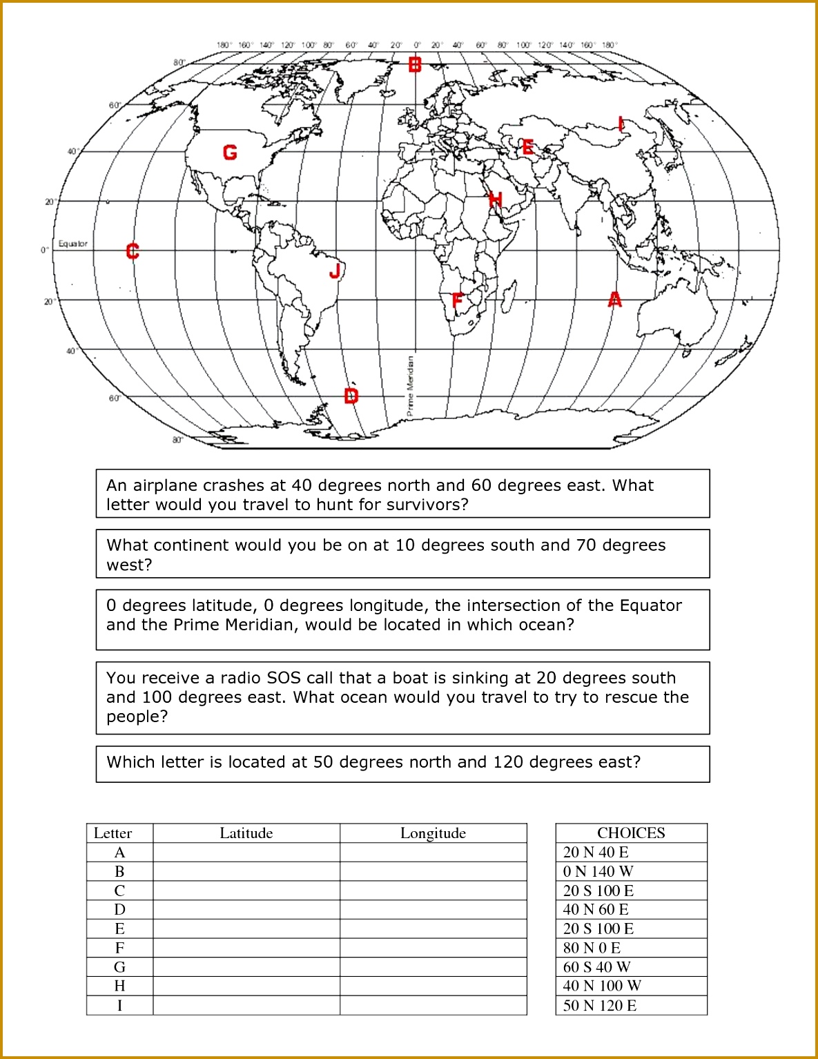 longitude and latitude worksheet 15341185