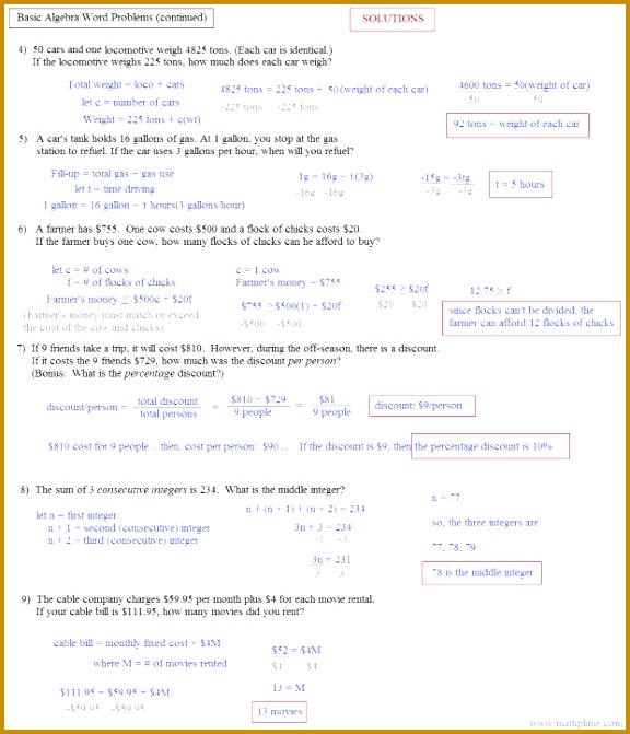 Systems Linear Equations Word Problems Worksheet Free Worksheets For All Download And Free 671576