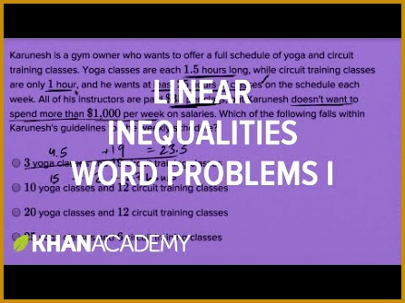 Systems of linear inequalities word problems — Basic example video 334446