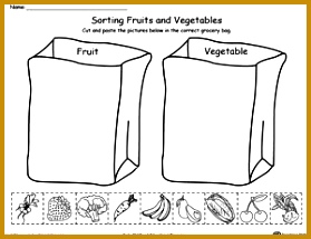 FREE Sorting Fruits and Ve ables in Grocery Bags Worksheet Help your 215279