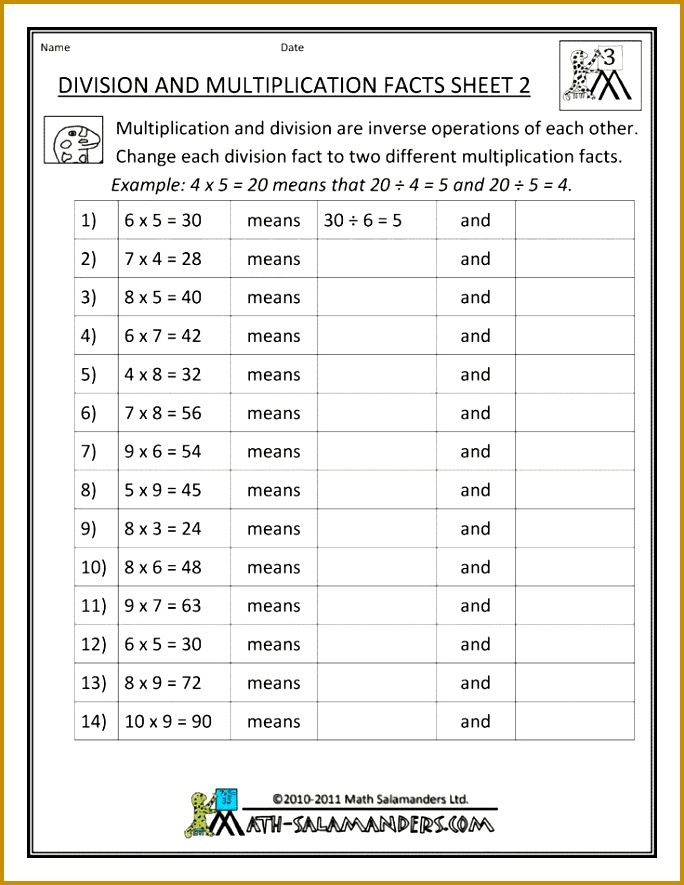 Here is our selection of Printable Division Worksheets for Grade Division Facts up to Free Grade Math Worksheets Free Math Sheets printables for kids by 885684