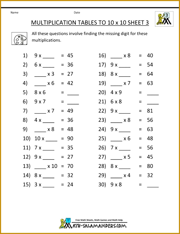 multiplication table worksheets to 10x10 3 1000 684885