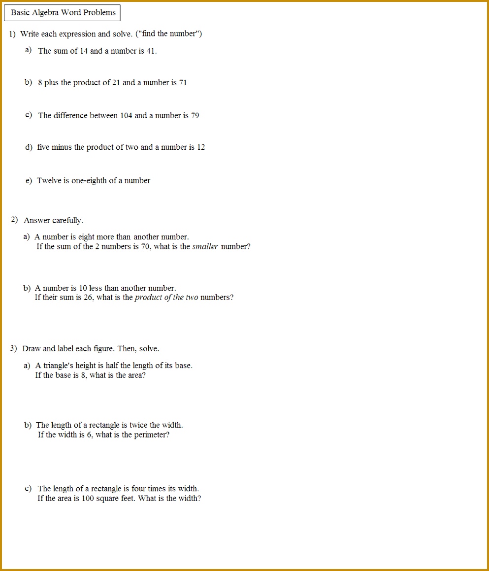 Algebra 1 Word Problems Worksheet With Answers Worksheets for all Download and Worksheets 1159993