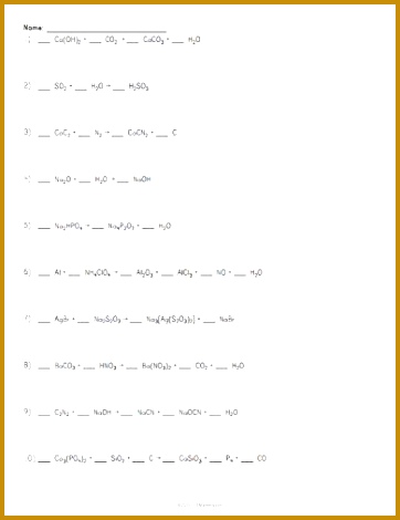 Balancing Chemical Equations Worksheet Example 470362