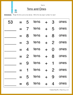Free Tens and es Place Value Worksheet Read the tens and ones below Write 325251