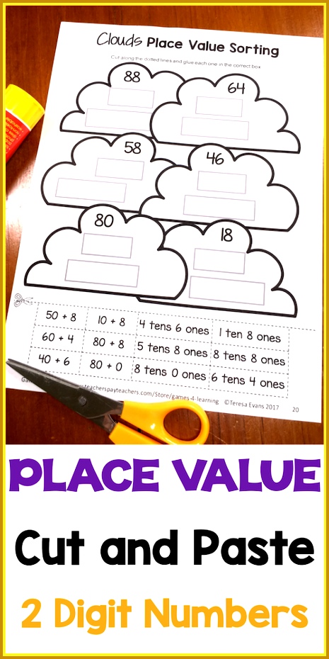 Place Value Cut and Paste Place Value Worksheets 2 Digit Numbers 930465