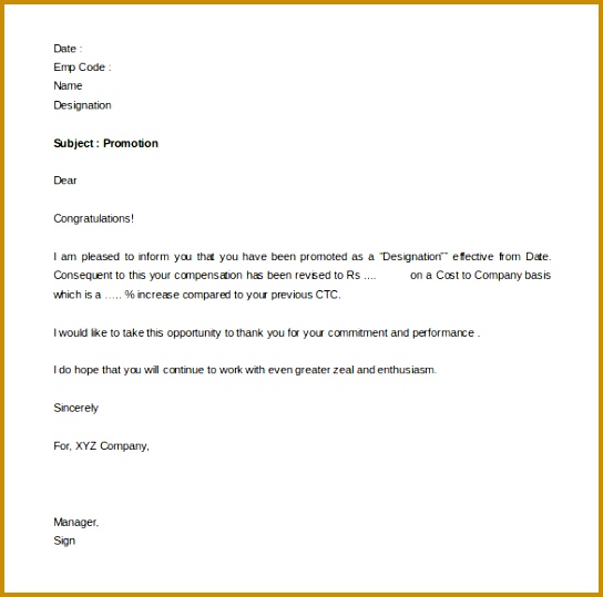 Promotion Letters Free Word Pdf Excel Format Download 544539