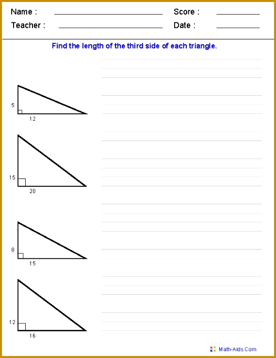 Pythagorean Theorem Problems Worksheets 736569