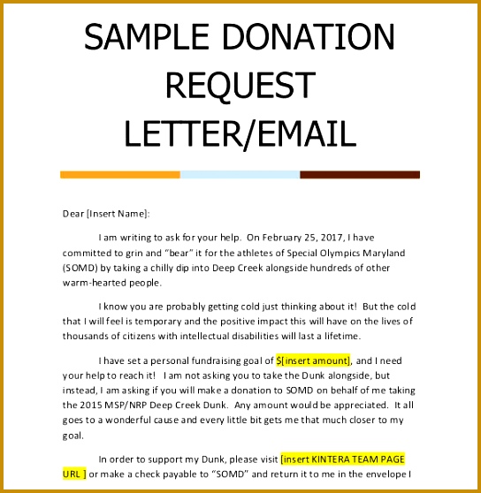 Donation Request Email Letter Sample 558544