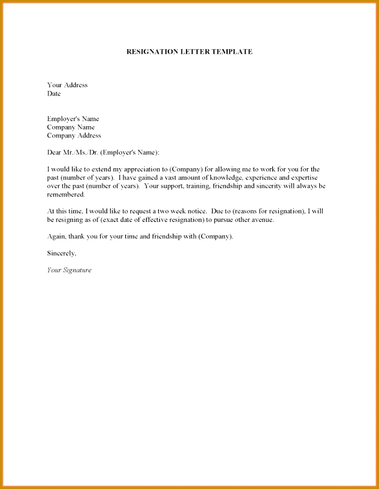 7 Resignation Letter Due to A New Job Sample FabTemplatez