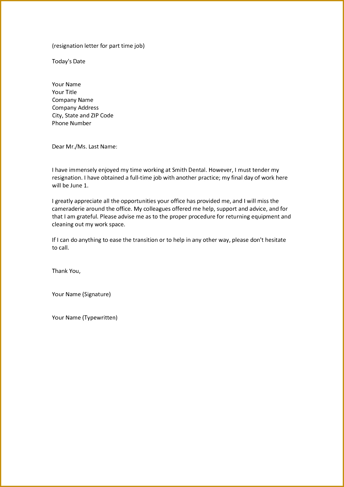 6 Resignation Letter Due to Relocation Sample FabTemplatez