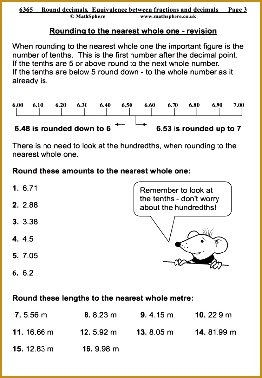 Rounding Decimals Maths Worksheet 765530