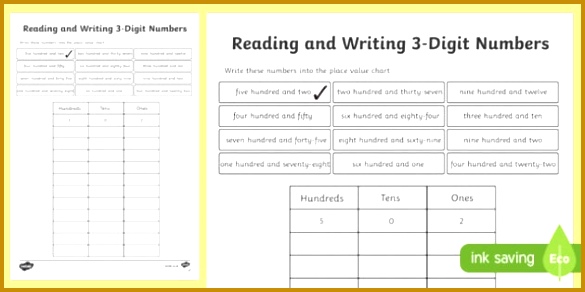 Place Value Reading and Writing 3 Digit Numbers Worksheet Activity Sheet Scottish 292585