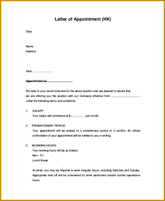 Job Appointment Confirmation Letter 678558