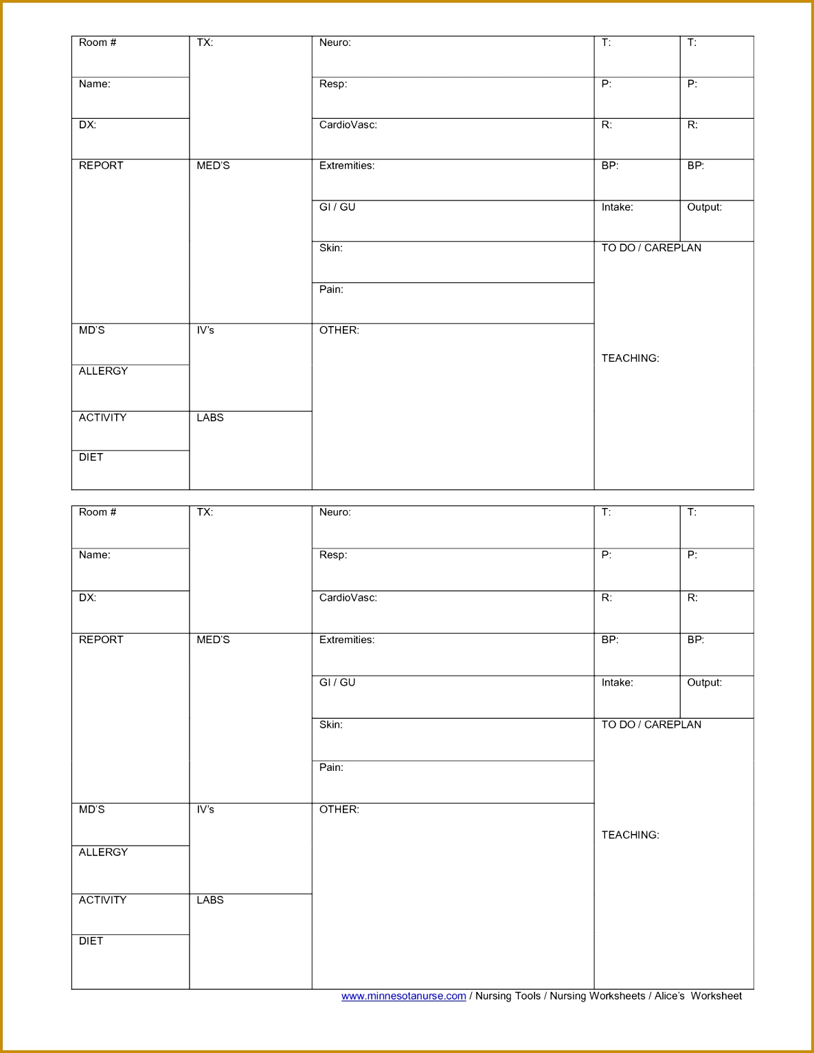 Blank Nursing Report Sheets for newborns Nursing Patient Worksheet Random Pinterest 11851534