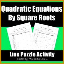 Solving Quadratic Equations by square roots Line Puzzle Activity 219219