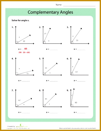 Worksheets plementary Angles 421325