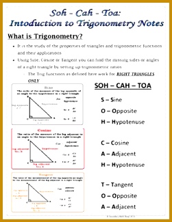 Right Triangles Soh Cah Toa Sin Cos Tan Intro To Trigonometry Notes & Prac 251325