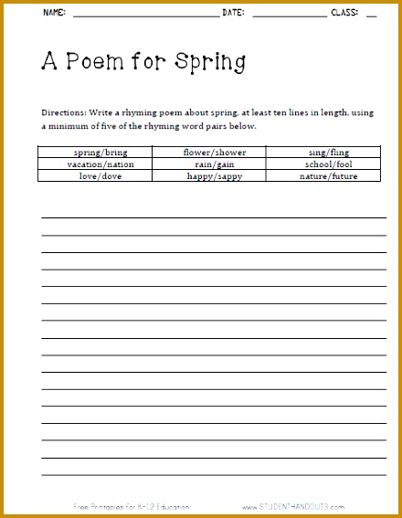 A Poem for Spring Poetry Writing Worksheet 567440
