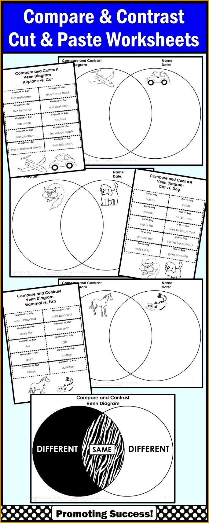 pare and Contrast Graphic Organizer Venn Diagram Writing Worksheets 1711684