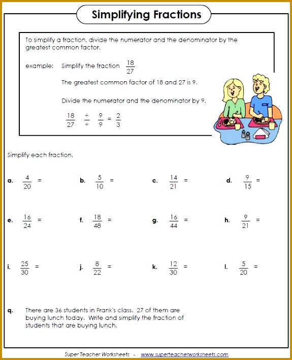 Simplifying Fractions Worksheet 709575