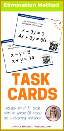 Solving Systems of Equations with Elimination Boom Cards wgglf Solving Systems with Elimination Task Cards Level 1 447219
