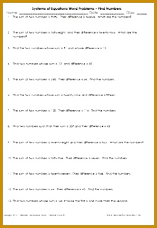 Systems of Equations Find Two Numbers Worksheet Assessment jufmv Systems of Equations Find Two Numbers Worksheet Asses 223325