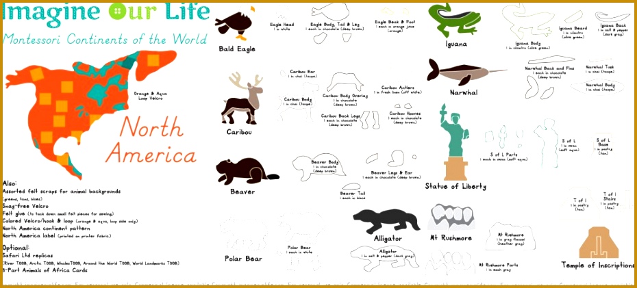 Animals of North America for the Montessori Wall Map 421930