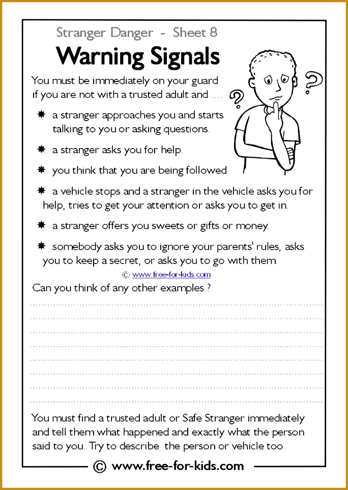 Responsibility Activity Sheets More Stranger Danger Worksheets and Colouring Pages Counseling activities Pinterest 963684