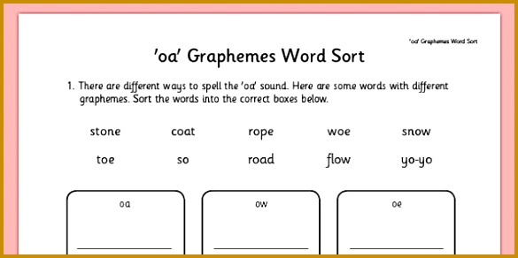 oa Graphemes Word Sort Worksheet graphemes word sort oa words sort 292585