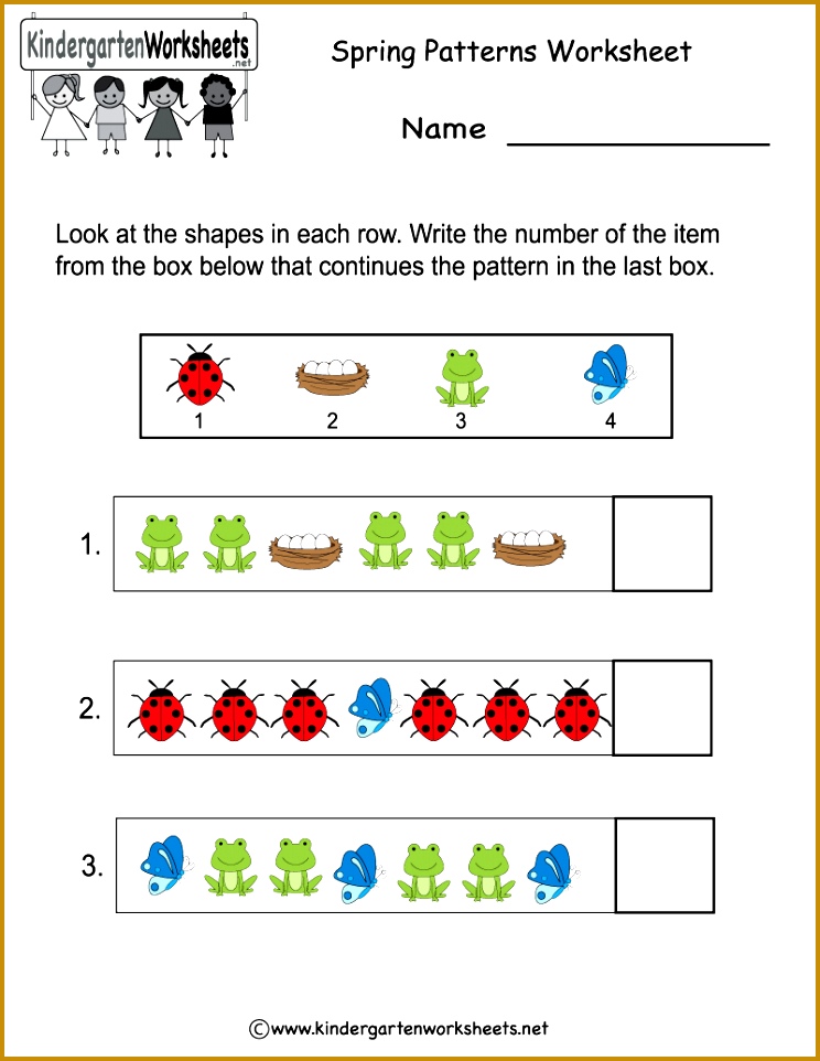 Kindergarten Spring Patterns Worksheet Printable 962744