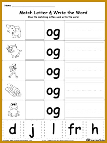 OG Word Family Match Letter and Write the Word 292219