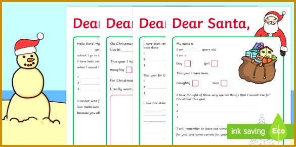 Christmas Letters to Santa Writing Template 292585