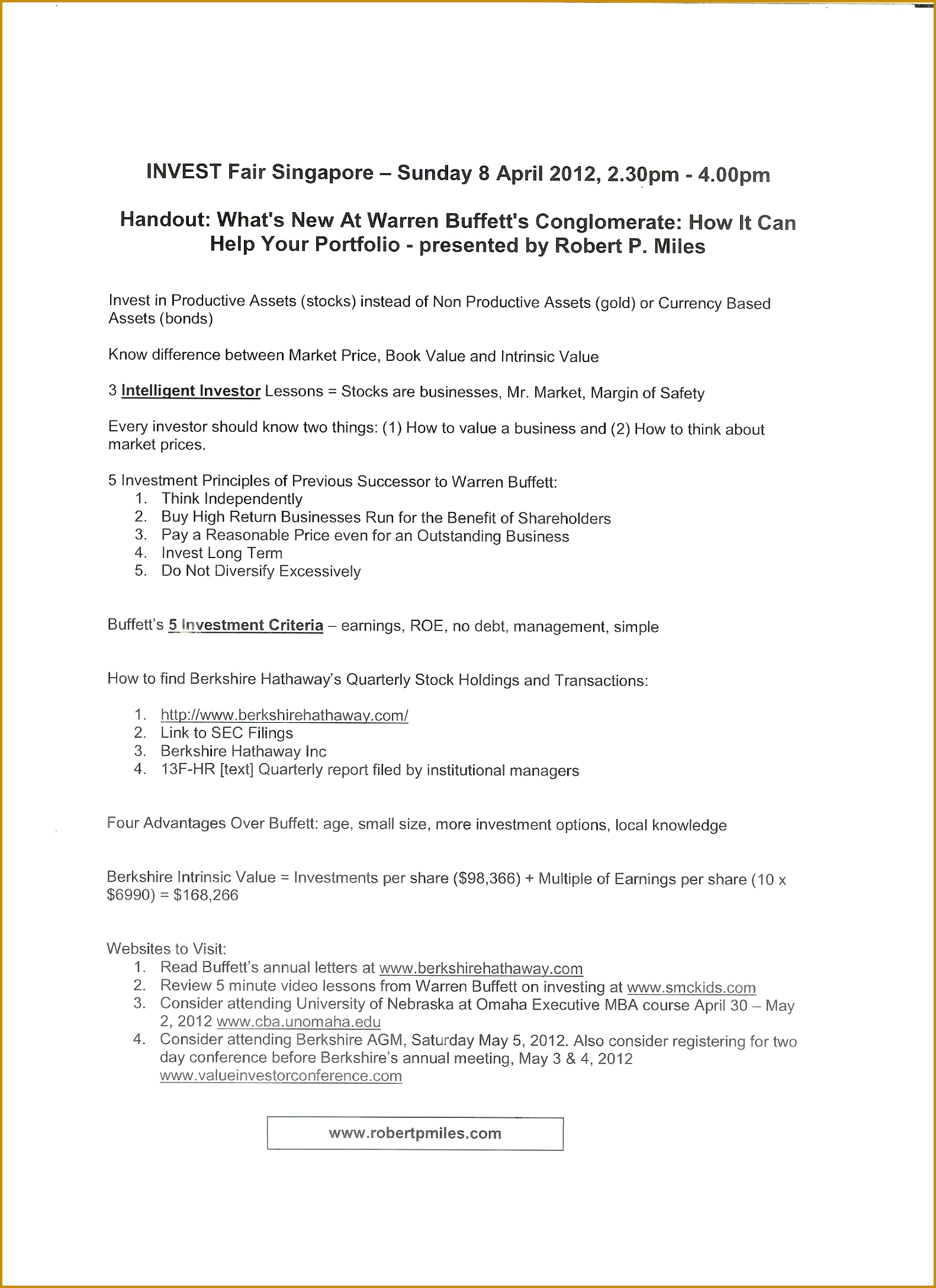 Warren Buffett Letter to holders 2017 Likely Robert Miles Notes 6661 21741581