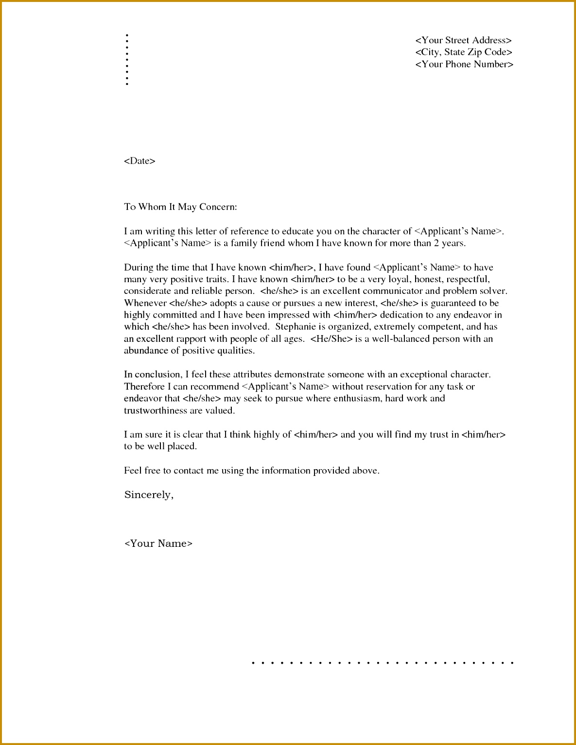 Character Reference Letter Yahoo Image Search Results 15341185